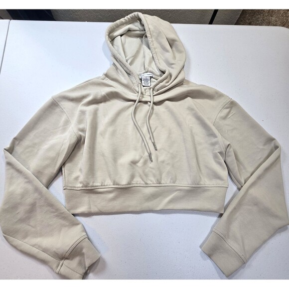 Tops - Better Together Modal Blend Hooded Long Sleeve Crop Sweatshirt in Taupe SZ S